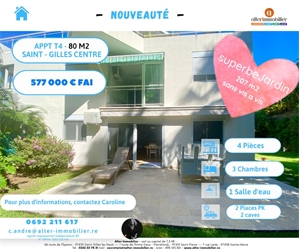 t4 à la vente -   97434  SAINT GILLES LES BAINS, surface 83 m2 vente t4 - UBI424528378